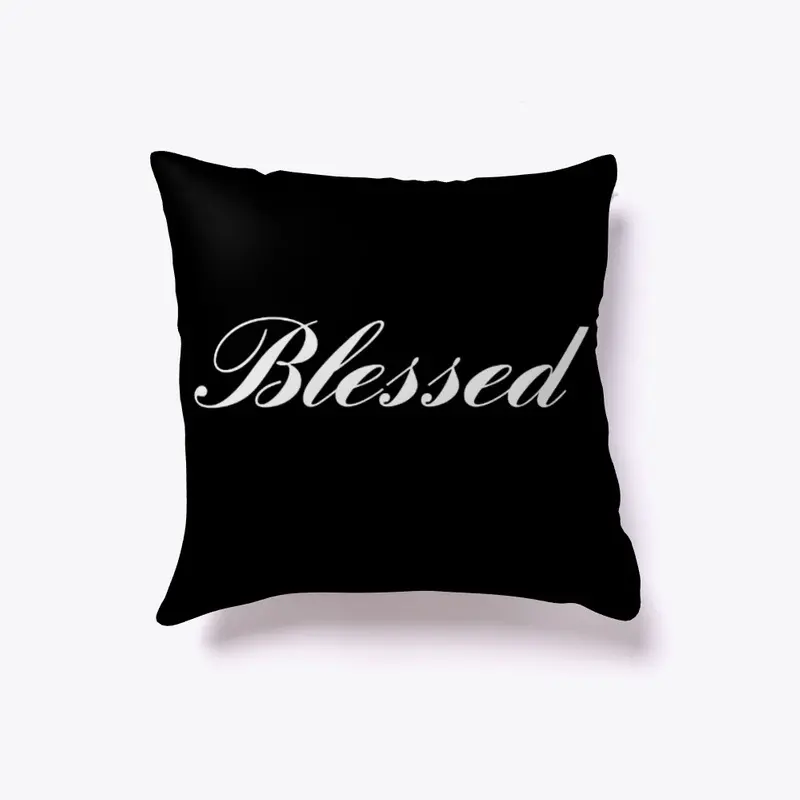 Blessed Pillow White Writing